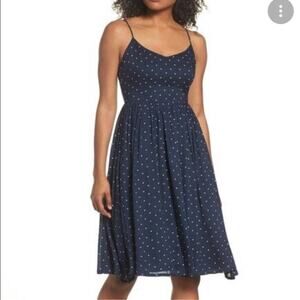 BB Dakota Womens 4 Sloane Navy Blue White Polka Dot Dress
